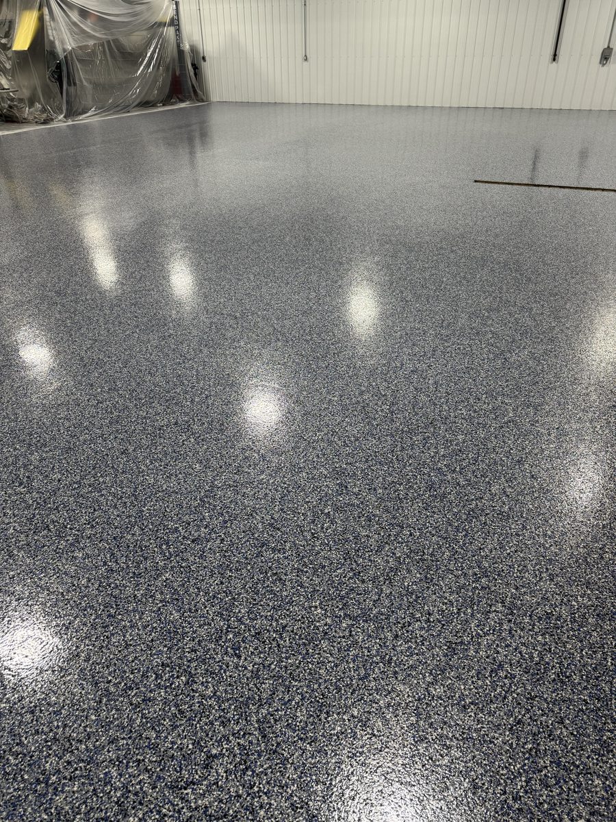 Custom designed epoxy floor with unique patterns and colors